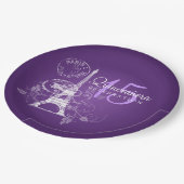 キンセアニェラの誕生会のパリの紫色 ペーパープレート (アングル)