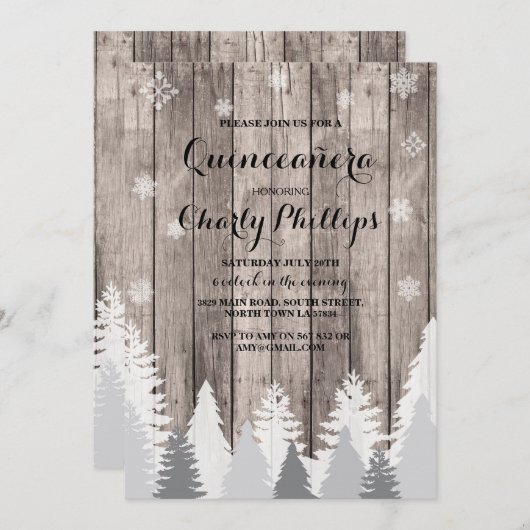 キンセアニェラの誕生会の冬の木の招待 招待状 (正面/裏面)