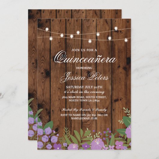 キンセアニェラの誕生会の花の木製の招待第15 招待状 (正面/裏面)