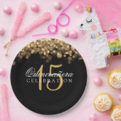 キンセアニェラの誕生会の金ゴールドライト ペーパープレート (パーティー)