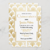 キンセアニェラの誕生会のGatsbyのアールデコの金ゴールド 招待状 (正面/裏面)