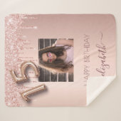 キンセアニェラの誕生日フォトバラ金ゴールドピンクの乾燥 シェルパブランケット (正面(横))