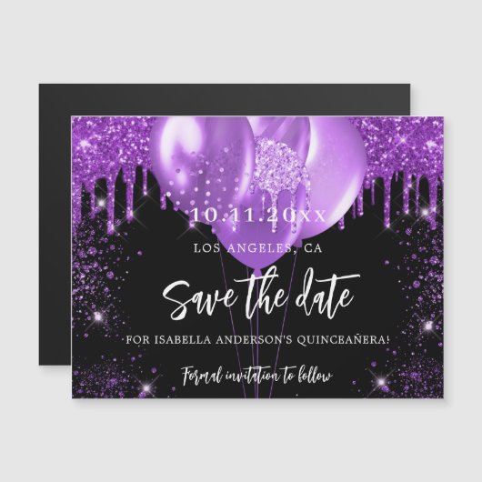 キンセアニェラの黒紫色の風船は日付を保存 (正面/裏面)