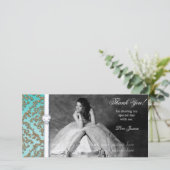 キンセアニェラのSweet sixteenの卒業生のダマスク織の写真カード サンキューカード (スタンド正面)