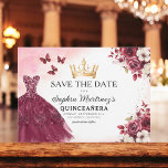キンセアニェラは日付を保存フローラブルゴーニュ セーブザデート<br><div class="desc">フローラBurgundy Save the Date誕生日招待状とのスタイルであなたのキンチェニェラを発表。このエレガントデザインは、繊細なフローラアクセントで飾られた豊かなブルゴーニュの色合いを特徴とし、時代を超越したお祝いに最適。洗練されたレイアウトは、すべての重要な詳細を提供し、ゲストが特別な日に自分のカレンダーをマークすることを保証する。金ゴールドや他の色と組み合わせても、ブルゴーニュなトーンはロマンスと壮大さを呼び起こす。この美しく細工された日付を除き、あなたのイベントが覚えておくべき一つであることを確認して、あなたのキンセアニラのトーンを設定しなさい。</div>