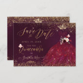 キンセアニェラは日付ブルゴーニュのガウンの投資を保存 招待状 (正面/裏面)