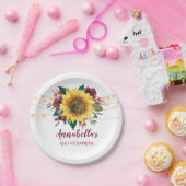 キンセアニェラひまわりライトフローラ誕生日 ペーパープレート (パーティー)