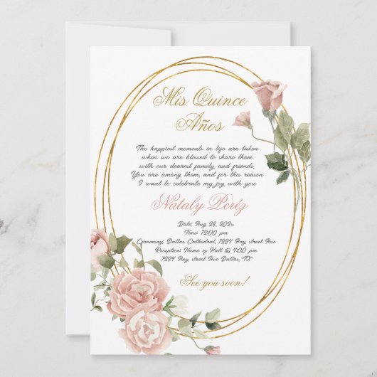 キンセアニェラへの英語での招待 招待状 (正面)