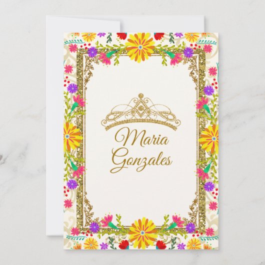キンセアニェラアイボリーホワイトフカラフルァワーズ誕生日 招待状