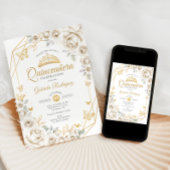 キンセアニェラアイボリー金ゴールドクリームフローラ 招待状