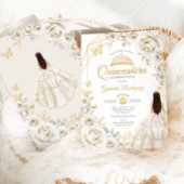 キンセアニェラアイボリー金ゴールドクリーム金ゴールドフローラドレス 招待状