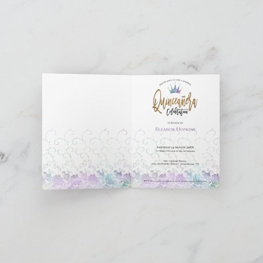 キンセアニェラアイリスセント赤面ピンクグラムドレス 招待状 (内部)