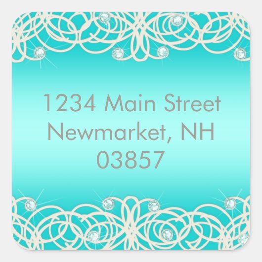 キンセアニェラアクアターコイズスパークルアンドレース スクエアシール (正面)