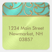 キンセアニェラアクアライムグリーン金ゴールドフィリグラースワーズ スクエアシール (正面)