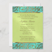 キンセアニェラアクアライムグリーン金ゴールドフィリグラースワーズ 招待状 (正面)