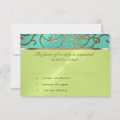 キンセアニェラアクアライムグリーン金ゴールドフィリグラースワーズ 招待状 (裏面)