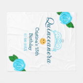 キンセアニェラアノス15th birthday blueバラクラウンアート フリースブランケット (正面(横))