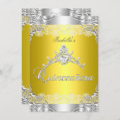 キンセアニェライエローシルバーダイヤモンドティアラ15パーティー 招待状 (正面/裏面)