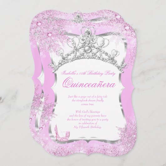 キンセアニェラウィンターワンダーランドシルバーピンクヒール2 招待状 (正面/裏面)