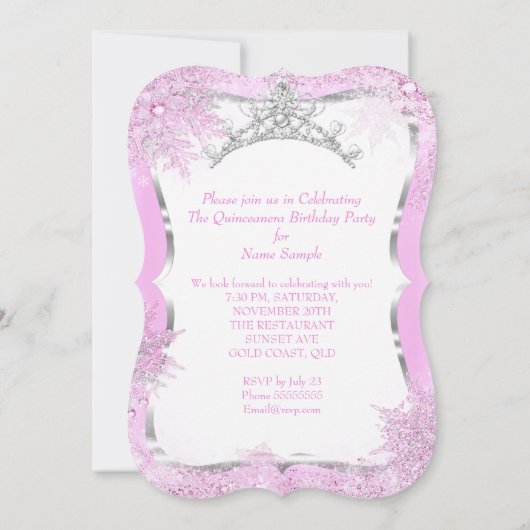 キンセアニェラウィンターワンダーランドシルバーピンクヒール2 招待状 (裏面)