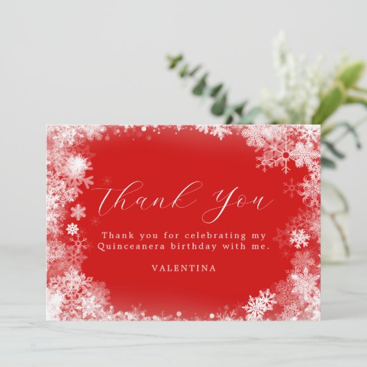 キンセアニェラウィンターワンダーランドスノーフレークレッド サンキューカード (スタンド正面)