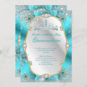 キンセアニェラウィンターワンダーランドティール(緑がかった色)金ゴールドシルバー 招待状 (正面/裏面)