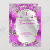 キンセアニェラウィンターワンダーランドホットピンク金ゴールドシルバー 招待状 (正面/裏面)