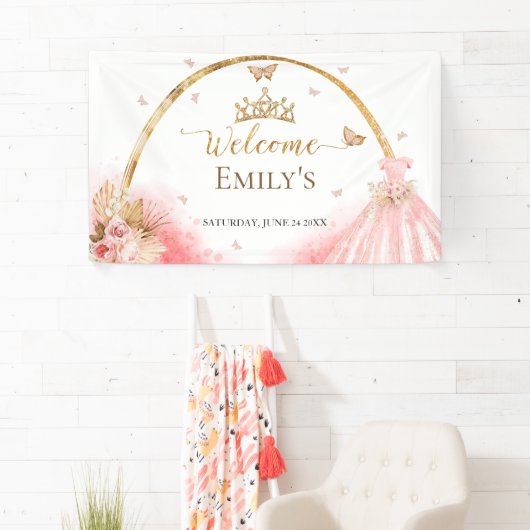 キンセアニェラウェルカムサインバナー | ボホピンクフローラ 横断幕 (インサイチュ)