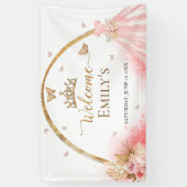 キンセアニェラウェルカムサインバナー | ボホピンクフローラ 横断幕 (縦)