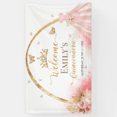 キンセアニェラウェルカムサインバナー | ボホピンクフローラ 横断幕 (縦)