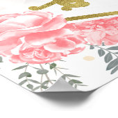 キンセアニェラウェルカムサインピンクドレスフローラ金ゴールド ポスター (角)