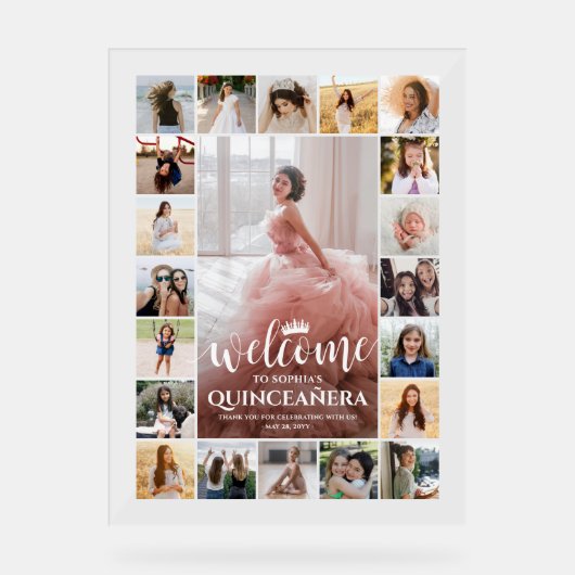 キンセアニェラウェルカムフォトコラージュ15誕生日 アクリルサイン (正面)