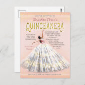 キンセアニェラウォーターカラードレス赤面ピンク金ゴールド ファンシー ポストカード (正面/裏面)