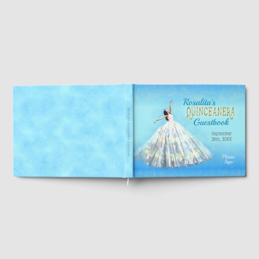 キンセアニェラウォーターカラードレ王室のスブルー金ゴールド名 ゲストブック (全面)