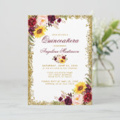 キンセアニェラウォーターカラーフローラ金ゴールドグリッター 招待状 (スタンド正面)