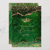 キンセアニェラエメラルドグリーンアゲートフェイク金ゴールドダスト 招待状 (正面/裏面)