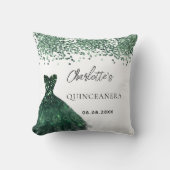 キンセアニェラエメラルドグリーンドレスの白い名前 クッション (正面)