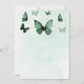 キンセアニェラエメラルドグリーンドレス金ゴールド蝶 招待状 (裏面)