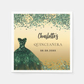 キンセアニェラエメラルドグリーンドレス金ゴールド スタンダードカクテルナプキン (正面)