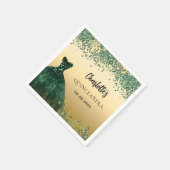 キンセアニェラエメラルドグリーンドレス金ゴールド スタンダードカクテルナプキン (角)