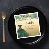 キンセアニェラエメラルドグリーンドレス金ゴールド スタンダードカクテルナプキン