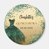 キンセアニェラエメラルドグリーン金ゴールドドレス マグネット (正面)