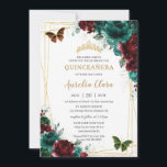 キンセアニェラエメラルドブルゴーニュフローラ蝶 招待状<br><div class="desc">文字のスタイルと配置をさらに再調整し、フォーマットするにはカスタマイズ、単にitボタンを押すだけで簡単かつ迅速に独自の言葉を使用して、この素敵なキンセニェラの招待をパーソナライズ。一致するアイテムをストアで利用可能！ハッピーキャットスタジオ</div>