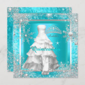 キンセアニェラエリートエレガントティール（緑がかった色）バースデーパーティー2 招待状 (正面/裏面)