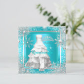 キンセアニェラエリートエレガントティール（緑がかった色）バースデーパーティー2 招待状 (スタンド正面)