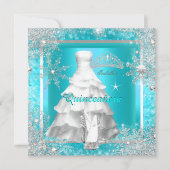 キンセアニェラエリートエレガントティール（緑がかった色）バースデーパーティー2 招待状 (正面)