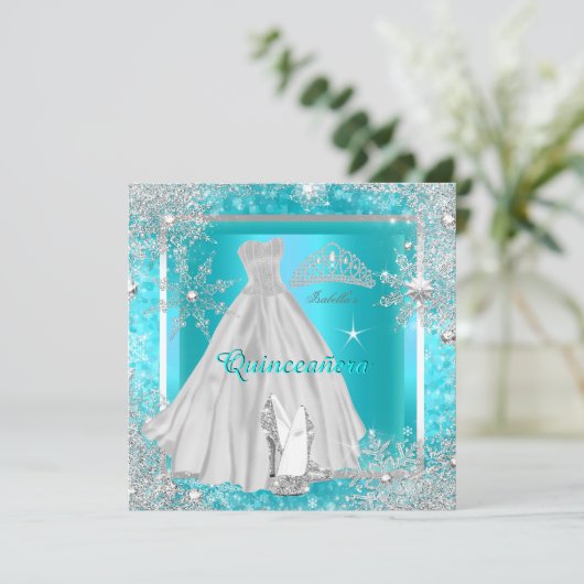 キンセアニェラエリートエレガントティール（緑がかった色）誕生会 招待状 (スタンド正面)