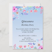 キンセアニェラエレガントとモダンバースデーパーティー青 招待状 (正面)