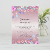 キンセアニェラエレガントとモダン誕生日パーティーピンク 招待状 (スタンド正面)