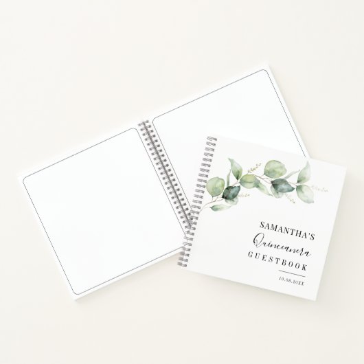 キンセアニェラエレガントグリーンリー15th誕生日ゲスト ノートブック (内部)